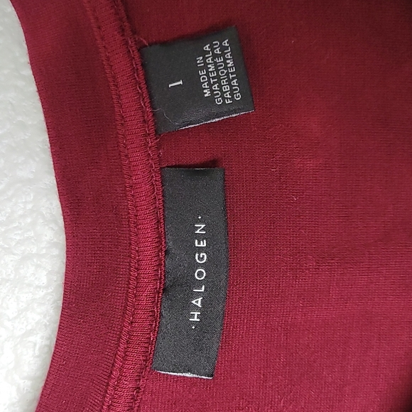 Halogen Lightweight Sweater V Ruffle Detail Crewneck Holiday Party Top Burgundy - Picture 5 of 7